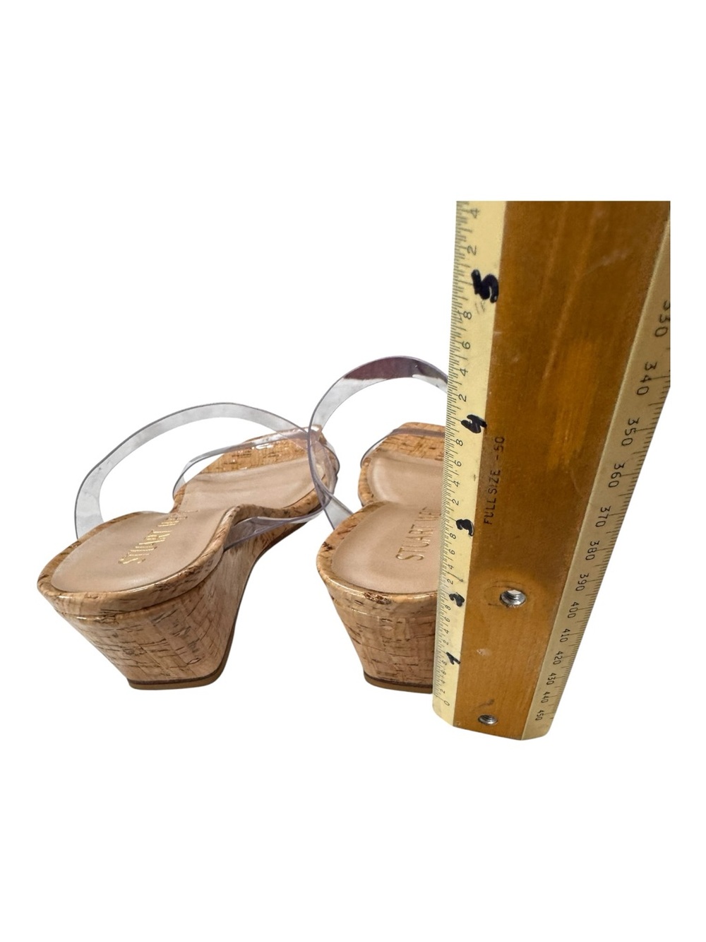Stuart Weitzman Aleena Clear Vinyl Cork Wedge Slide Sandals Size 8.5 NWT - Picture 4 of 6